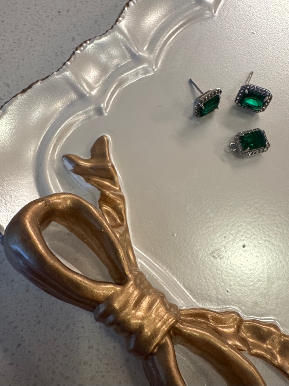 5/22 Emerald Green Halo Square Stud Earrings for Women
